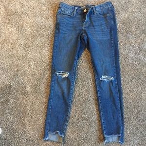 Mid rise skinny ripped jeans